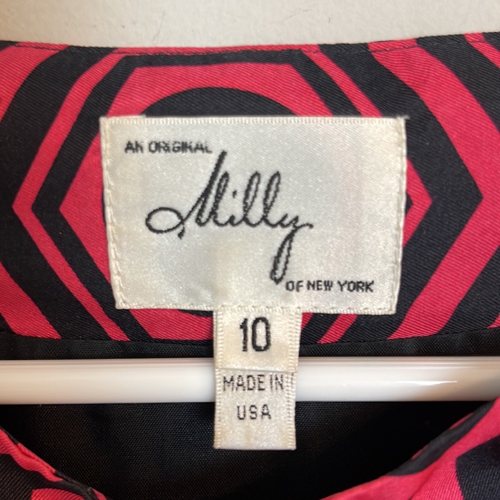 Milly of New York geometric silk blouse size 10 - Picture 4 of 10
